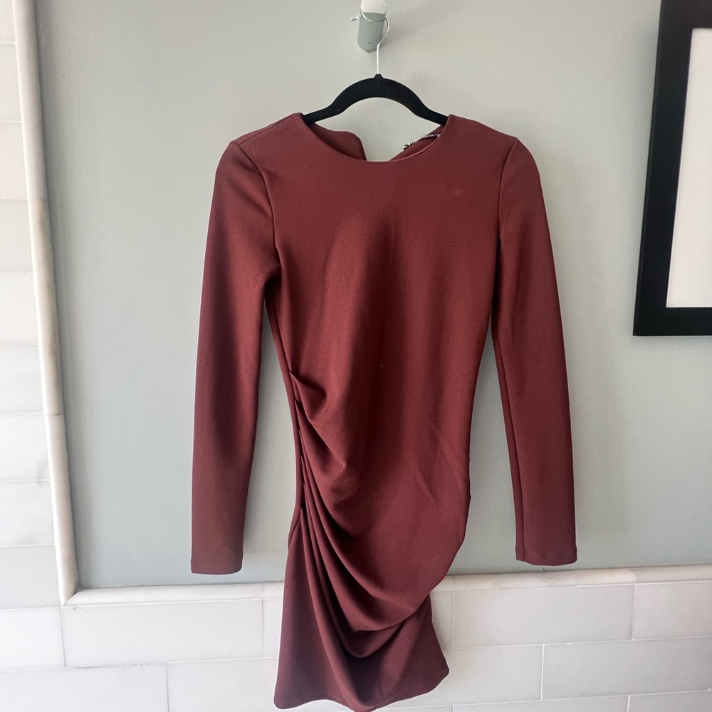 Zara Brown Long Sleeve Dress